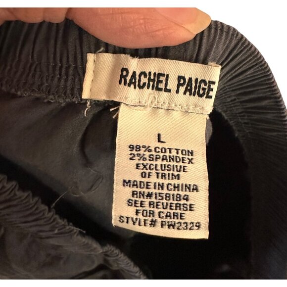 Rachel Paige L Utility Cargo Pants Gray Lightweight Back Elastic Waist D-Rings - Picture 9 of 14